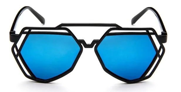 The new fashion glasses frame sunglasses Polygonal frame mirror sunglasses Hollow out the sun's eye2426