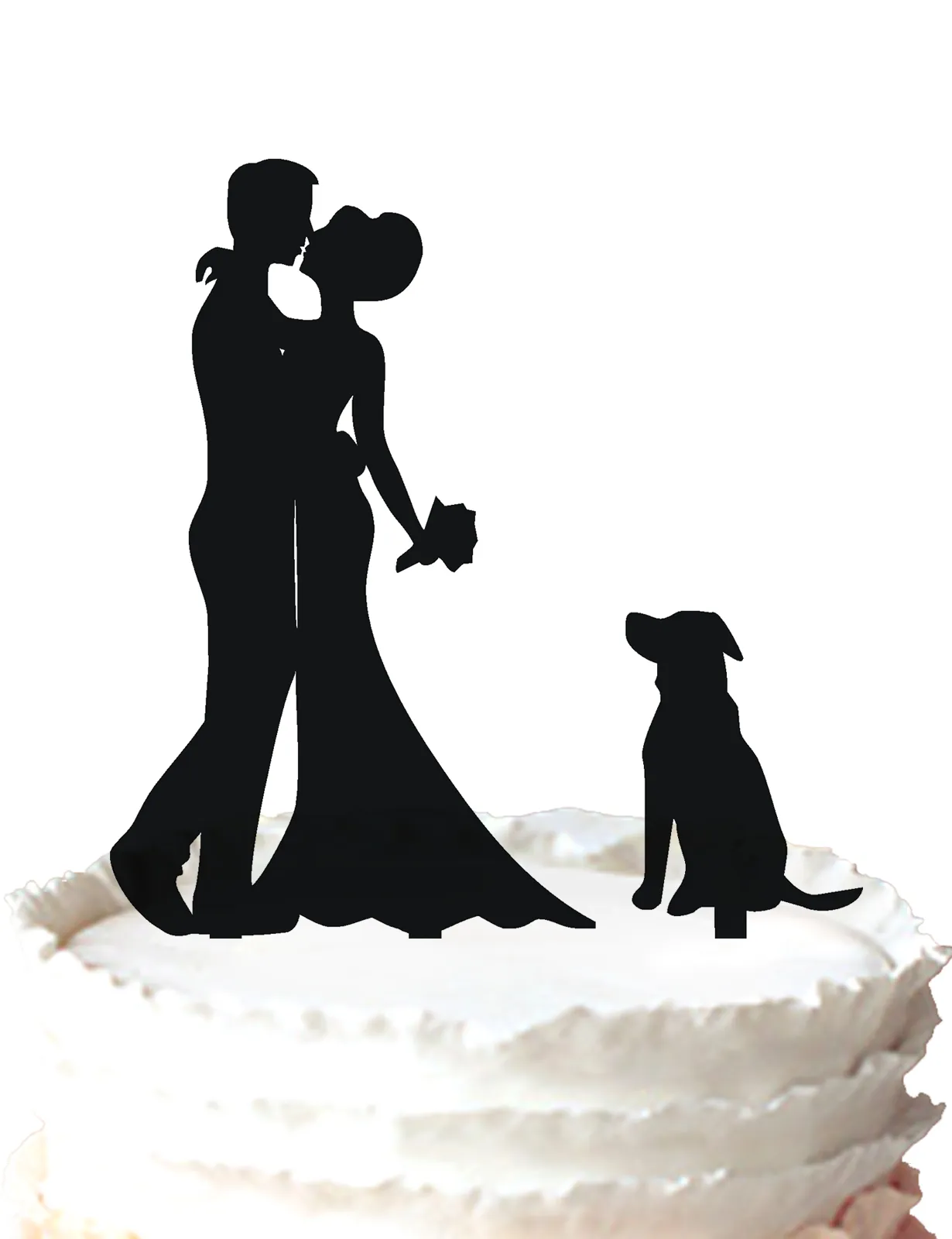 Wedding Cake Topper Bride And Groom Silhouette Cake Topper With Dog Pet  ,For Option From Meijiafei, $18.98 | DHgate.Com, image size:1230x1600