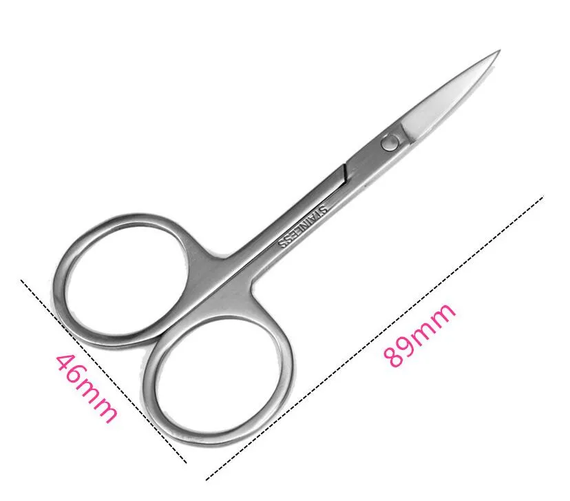 Stainless Steel Women Beauty Makeup Tool Trim Hair Shaping Cutter eyebrow Scissors Embroidered Bend Shear Sewing Scissors