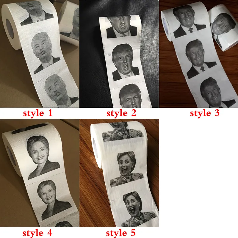 Nowość Donald Trump Toalet Paper Roll Fashion Funny Humor Gag Prezenty 3 Style Darmowa wysyłka WX-C15