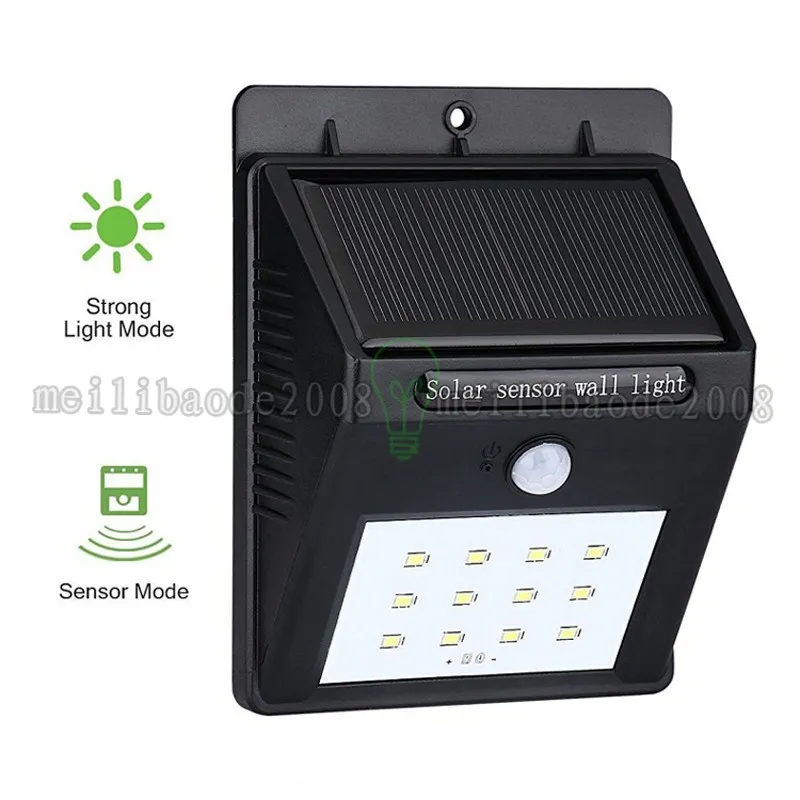 NOUVEAU 12 LED Lumineux Panneaux Solaires Lampe Extérieure Jardin Capteur De Mouvement Activé Lumières Solaires Pour Patio Clôture Étanche MYY