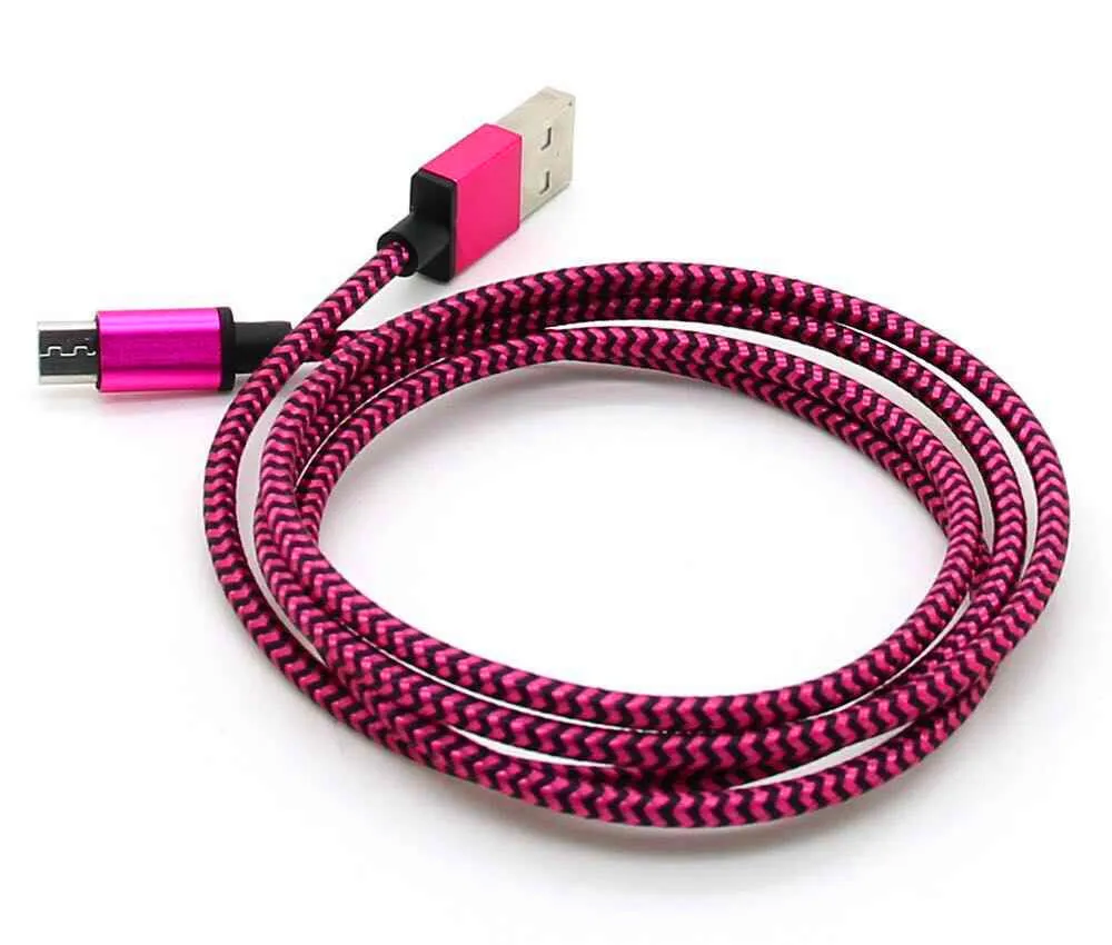 High Speed 1M 3FT 2M 6FT 3M 10FT Micro V8 5pin Type C Braided Nylon Fabric USB Data Sync Charging Cable for Samsung S8 S7 S6 HTC Cellphones