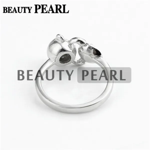 Lovely Monkey Ring Inställningar Grön Eye 925 Sterling Silver Semi Mount Pearl Smycken Fynd 5 stycken