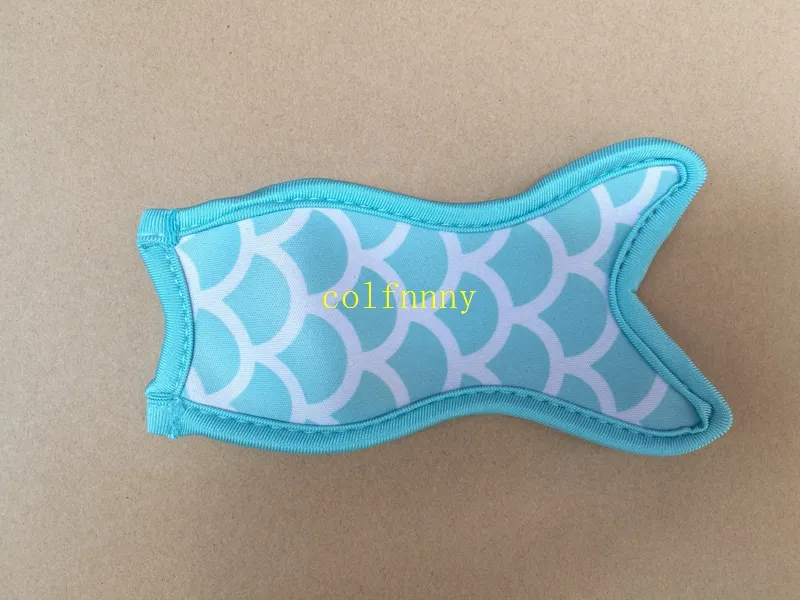 50 pz/lotto Sirena di Pesce Supporti In Neoprene Maniche di Ghiaccio Supporti Congelatore 16x8.5 cm I Bambini Estate Utensili Da Cucina