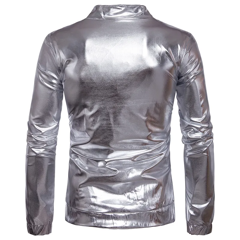 Neue Ankunft Mode Nachtclubs Jacke Gold Silber Coole Motorrad Street Style Oberbekleidung Zipper Jacken für Männer