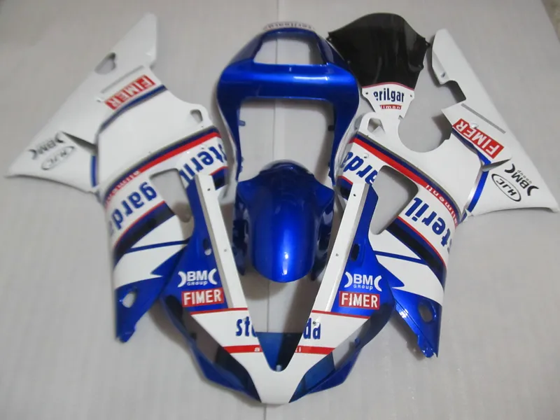 Venda quente kit de Carenagem para Yamaha YZF R1 2000 2001 carenagens brancas azuis conjunto YZFR1 00 01 OT09