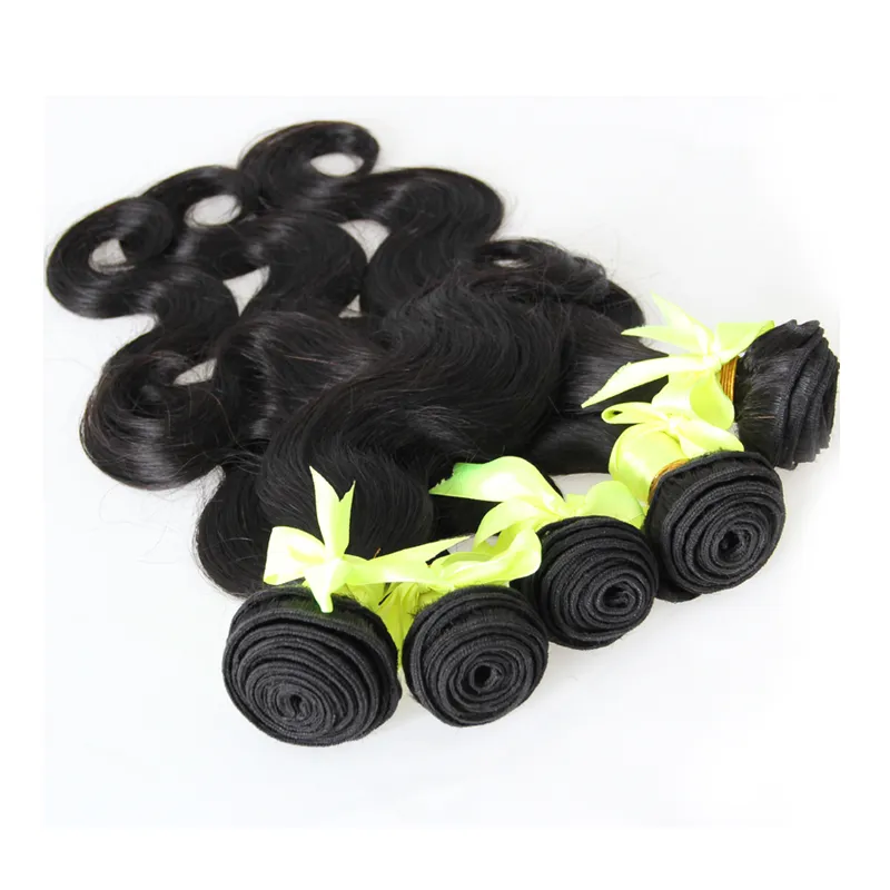 Großhandel peruanisches reines Haar, gewellt, natürliches Schwarz, 5 Stück, reines Haarbündel, doppelt gezogen, kein Ausfallen, kein Verknoten