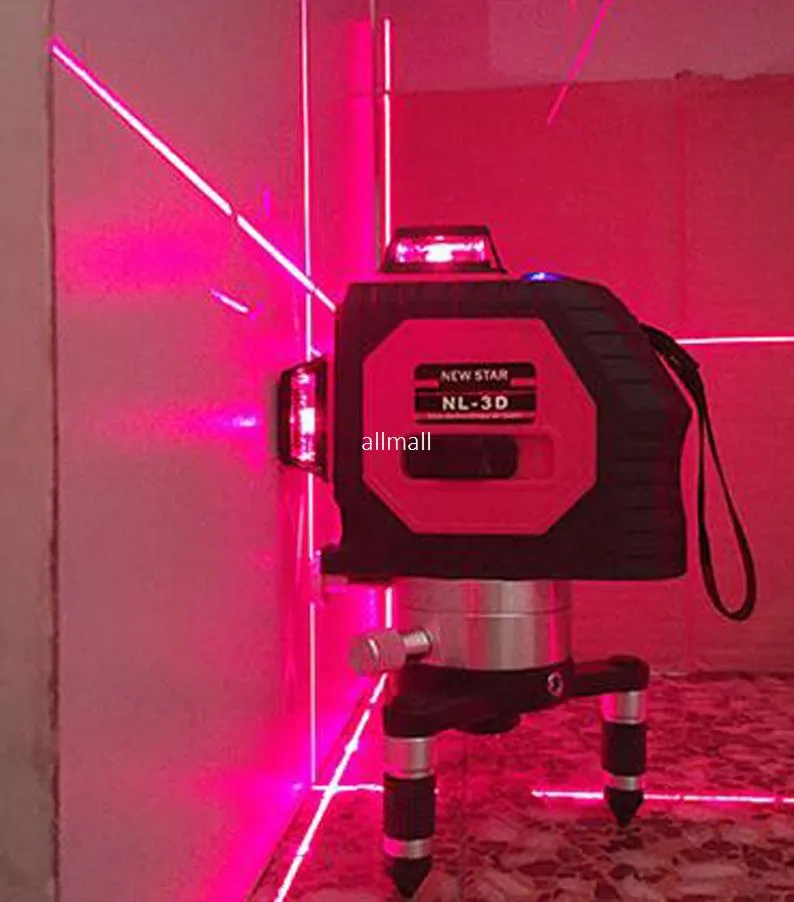 3D Laser Level Red Beall Self Leveling 12 Line Laser Level 360 Vertikal och Horisontell Leveling Cross Laser Tools Mätverktyg