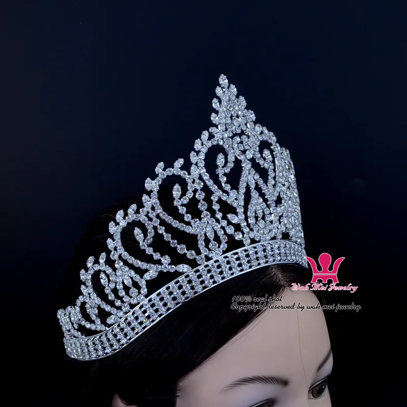 جائزة Beauty Pageant Award Gold Contoured Contable و Tiara Rhinestone Crystal الزفاف الزفاف المجوهرات الكلاسيكية الذهبية الفضية 8114936