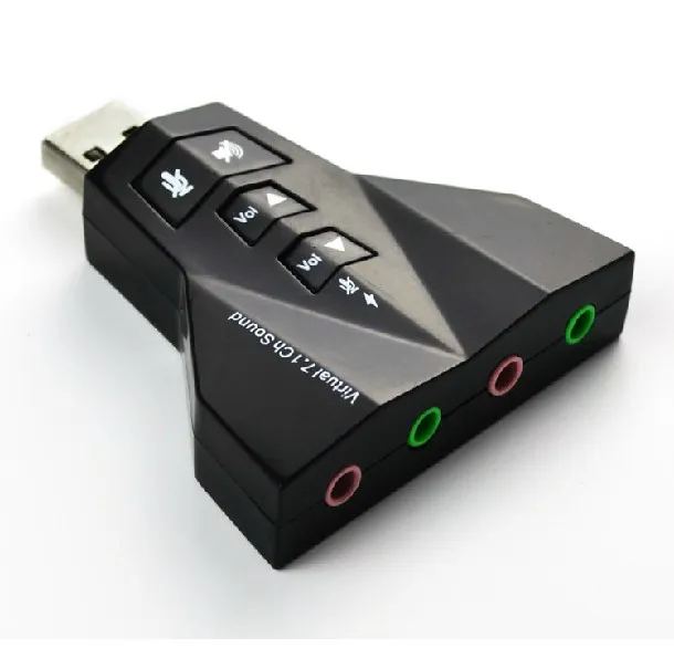 Tarjeta doble de sonido virtual 7.1 Adaptador del canal de de auriculares con