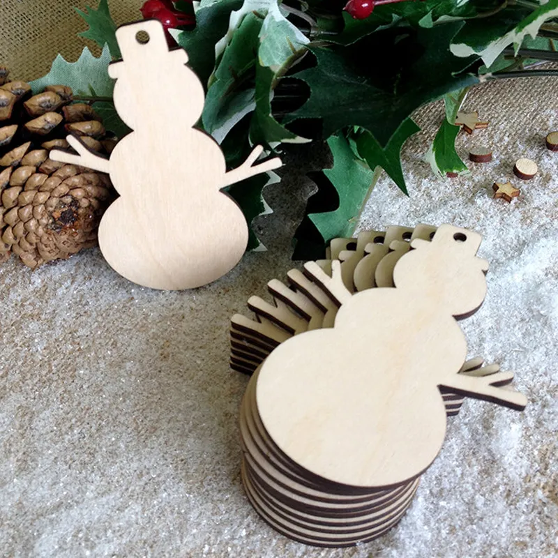 10er-Pack Holz-Weihnachtsschmuck, Weihnachtsdekoration, Weihnachtsdekoration, Kugel, Hirsch, Schneemann, Engel, Baum für Weihnachtsbaum, festliche Party-Dekoration