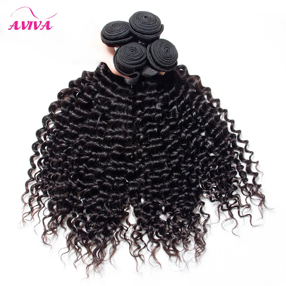 Brésilien profond bouclés cheveux vierges tisse lot couleur naturelle Jerry bouclés 100 extensions de cheveux humains faisceaux peuvent être teints 3528293