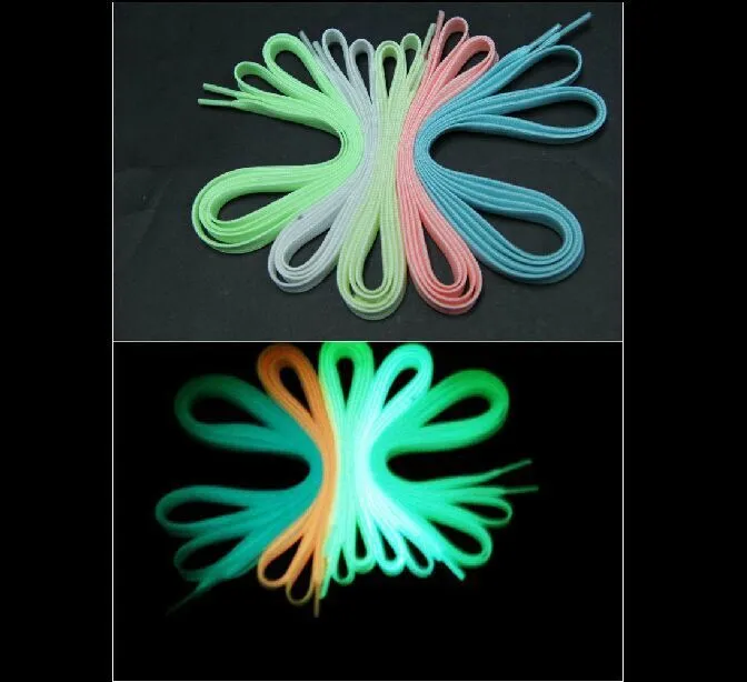 Luminous flat shoelaces Glow in The Dark Colorful Fluorescent Light Up Athletic Tie shoe lace Kids Children birthday parties gifts