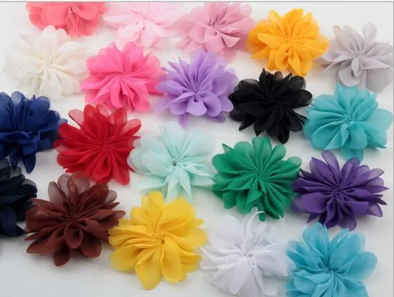Hårtillbehörskikt Chiffon Fabric Flower Baby Hairbows Hair Accessories YH6078962663