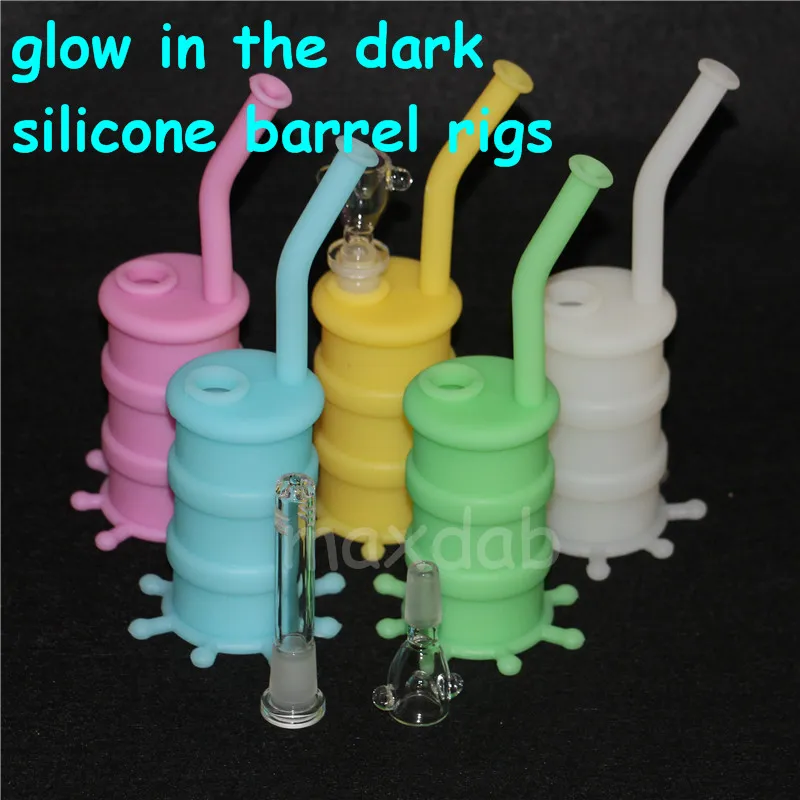 hookahs Mat Pad Containers glow in the dark silicone water pipe oil dowm stem and glass bowl dab rigs free dhl