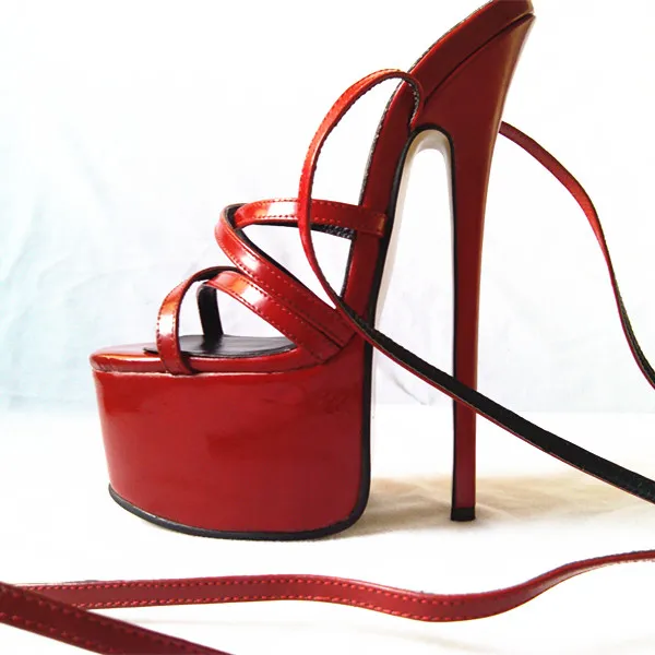 20см высота каблука натуральная кожа Сексуальная Стилет каблук сандалии партия обуви размер США 5-14.5 нет.Y2006