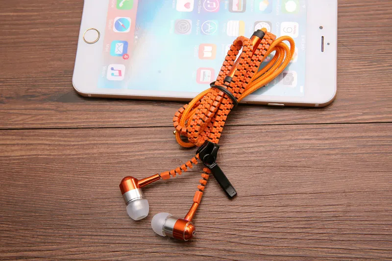 Metal Zipper Earphone 3.5mm In-Ear Wired Ear Phones With Microphone Stereo Bass Earbuds For Mobile Phone MP3/4 fone de ouvido