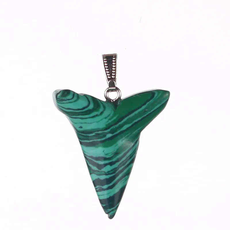 Green Aventurine Shark Teeth Tooth Luck & Prosperity Pendant Natural Stone Rose Quartz Love & Passion Charm for Women Colares Feminino