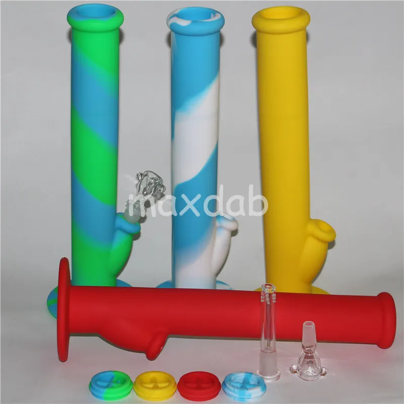 colorful silicone bongs hookah with glass diffused downstem silicon water pipe dab rig 14 mm joint hand pipes