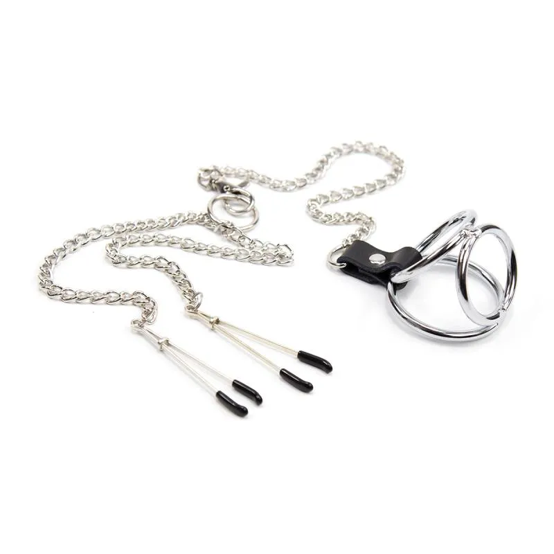 Bdsm Toy For Men Nipple Clamps With Stainless Steel Metal Penis Rings Cockrings Fetish Sex
