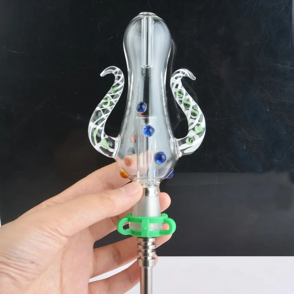 Version 5.0 NC Set Octopus Design 14mm 19mm NC Kit avec clou en titane mini conduites d'eau en verre Bong