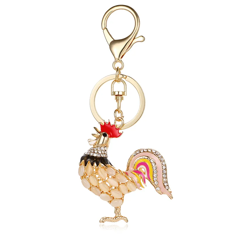 Moda 2 colori aragosta catenaccio portachiavi ciondola opale gallo animale fascino portachiavi in ​​metallo per le donne gioielli borsa
