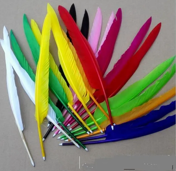 وصول جديد 100pcs/lot diy شعبية أوزة Quill Pen Perppoint أقلام لحفل الزفاف هدية القلم