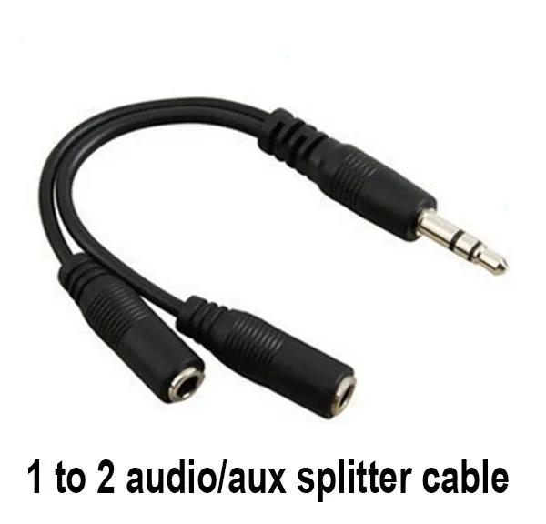 Hurtownie Black 1 Mężczyzna do 2 Kobieta 3.5mm Aux Audio Y Splitter Cable Wysokiej Jakości Słuchawki Słuchawki Adapter 500PS / 