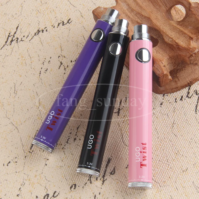 ugo twist vaporizer vaperiable 전압 ecig 증기 펜 배터리 650 900 mAh 510 스레드 Evod 트위스트 비전 스피너 vape 자아 마이크로 USB 충전기