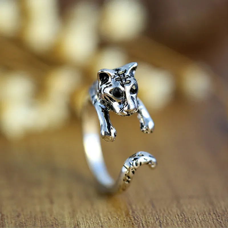 Everfast Wholesale Punk Style Adjustable Baby Tiger Ring, 3D Animal Rings Antique Silver Bronze Punk Style For Special Gift