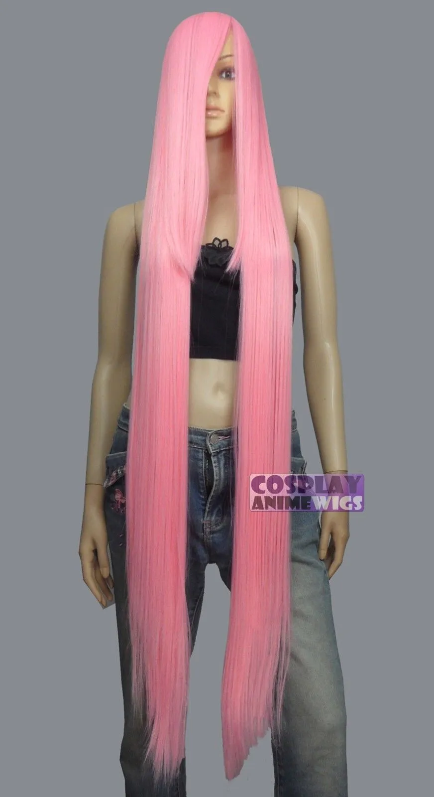 130cm Light pink Hi Temp Series 55cm Extra long Bang Cosplay Wigs 99 LLP219B