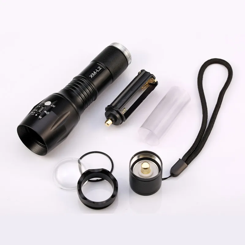 LED flashlight Tactical Flashlight 8000 Lumens  XM-L2 Zoomable 5 Modes aluminum Lanterna LED Torch Flashlights For Camping