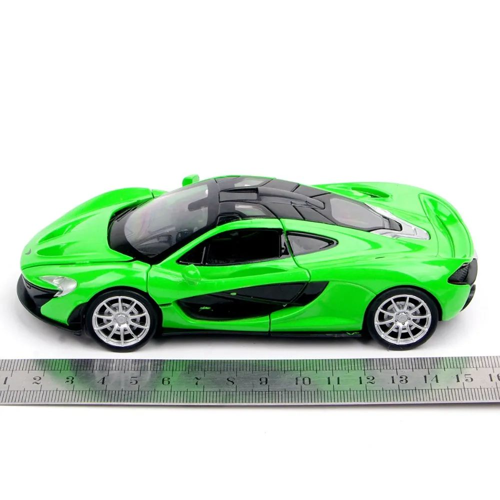 طرازات سيارات قابلة للتحصيل 132 Green McLaren P1 سبيكة Diecast Car Toys Electronic Pull Back Car Model Kids Brinquedos Gift2297524