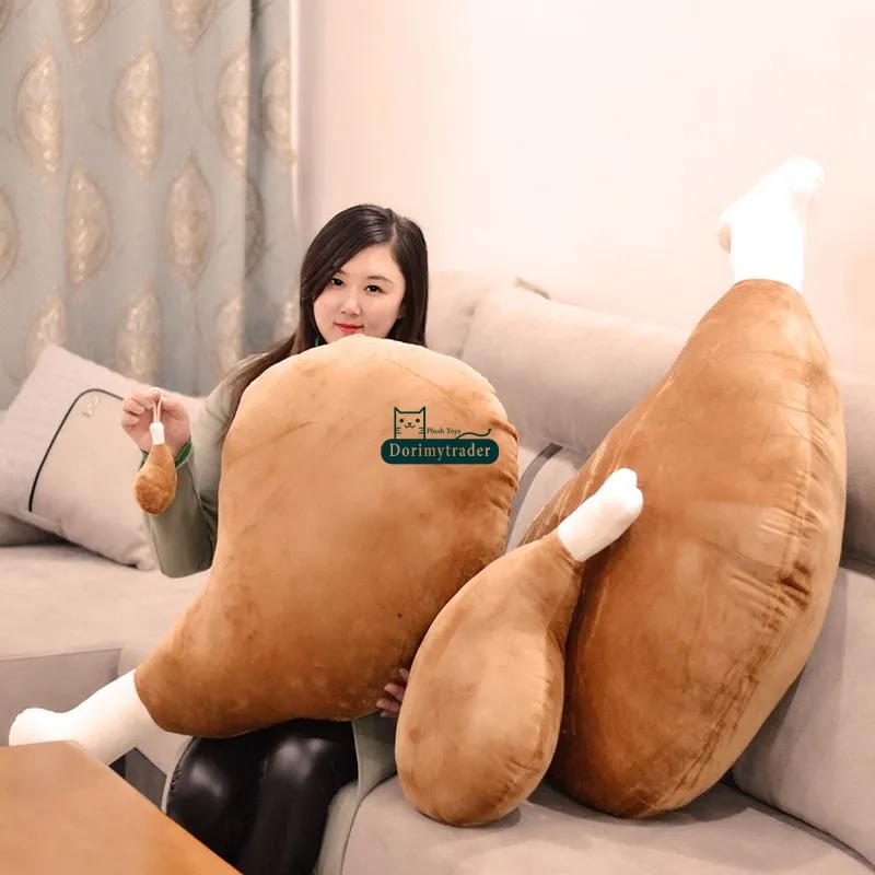 Dorimytrader New Fashion 110cm Giant Cute Soft Cartoon Drumstick Plush Pillow 43 '' Big Farcito Anime Chicken Leg Cuscino Toy Gift DY60240