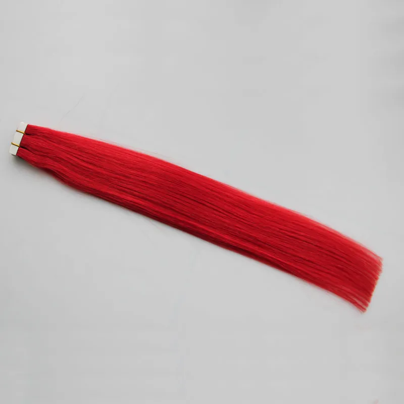 RED human hair Tape Human Hair Extension Straight Brazilian Skin Weft Hair 30g 40g 50g 60g 70g5098889