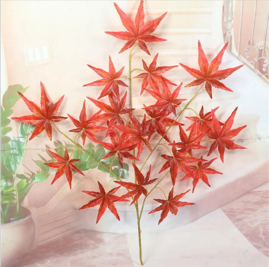 12 pièces feuilles d'érable artificielles feuille pour artisanat mariage Bouquet de mariée décoration de couronne de bureau à domicile