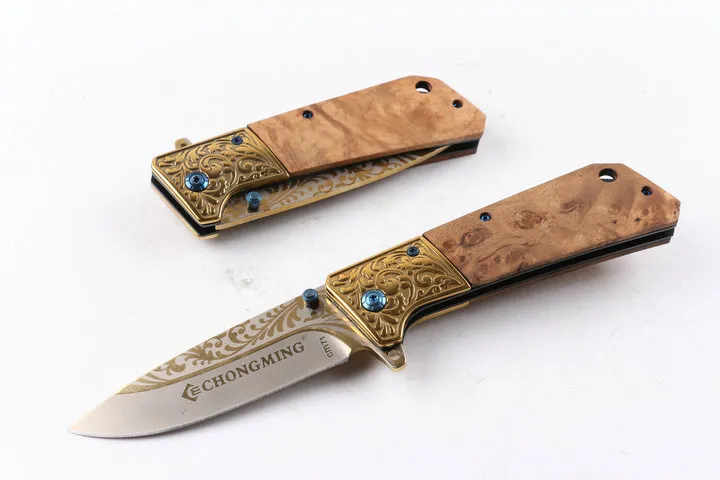 Китайский Chongming CM71 золото Титана тактический складной нож 440C 57HRC деревянная ручка Флиппер открытый кемпинг охота выживания карманный EDC инструмент