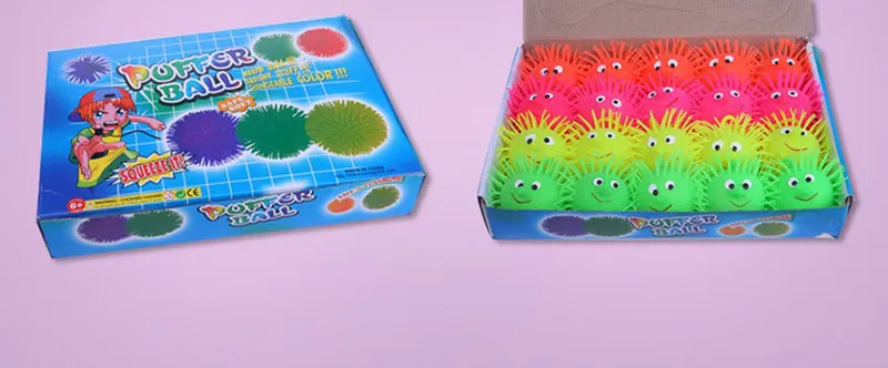 2017 LED Licht Emittierende Igel Plüsch Ball Elastische Kugel Hlashing Haarigen Ball Vent Spielzeug Kinder Spielzeug 24 teile/los