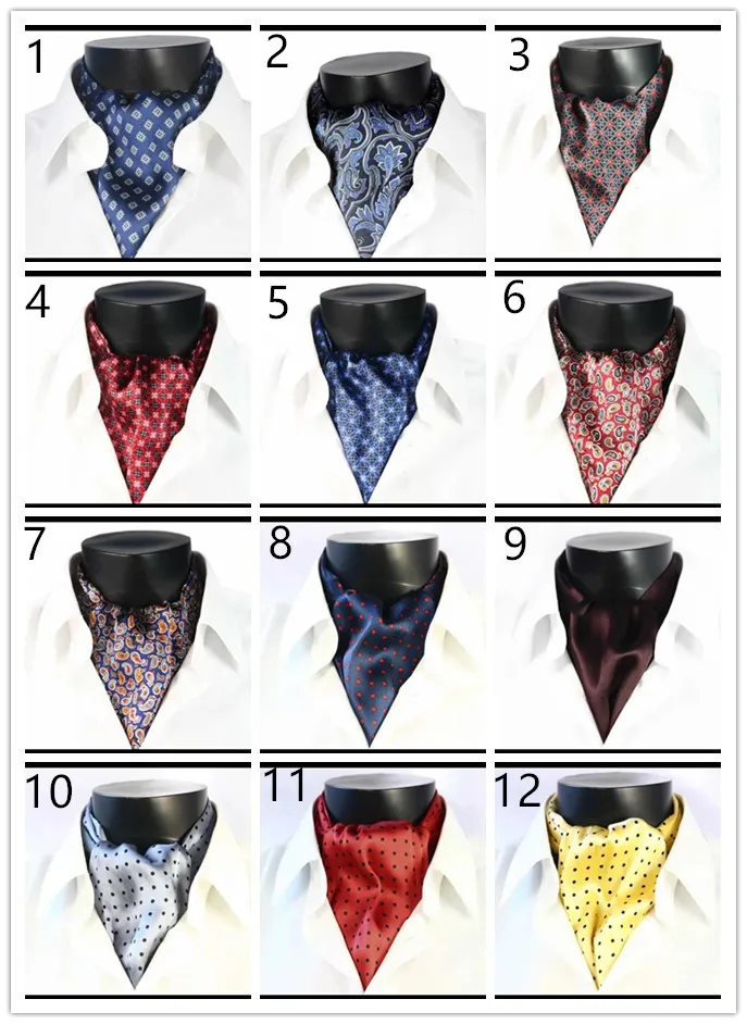 2017 Paisley Çiçek Nokta mens 100% Ipek Ascot Cravat, rahat iş Atkılar Eşarp Bağları Dokuma Parti Ascot FB kravat 5 adet / grup # 4031