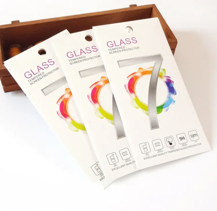 도매 사용자 정의 만든 아이폰 7 7plus 9h 경도 강화 유리 화면 보호기 포장에 대 한 다채로운 하드 종이 포장 상자