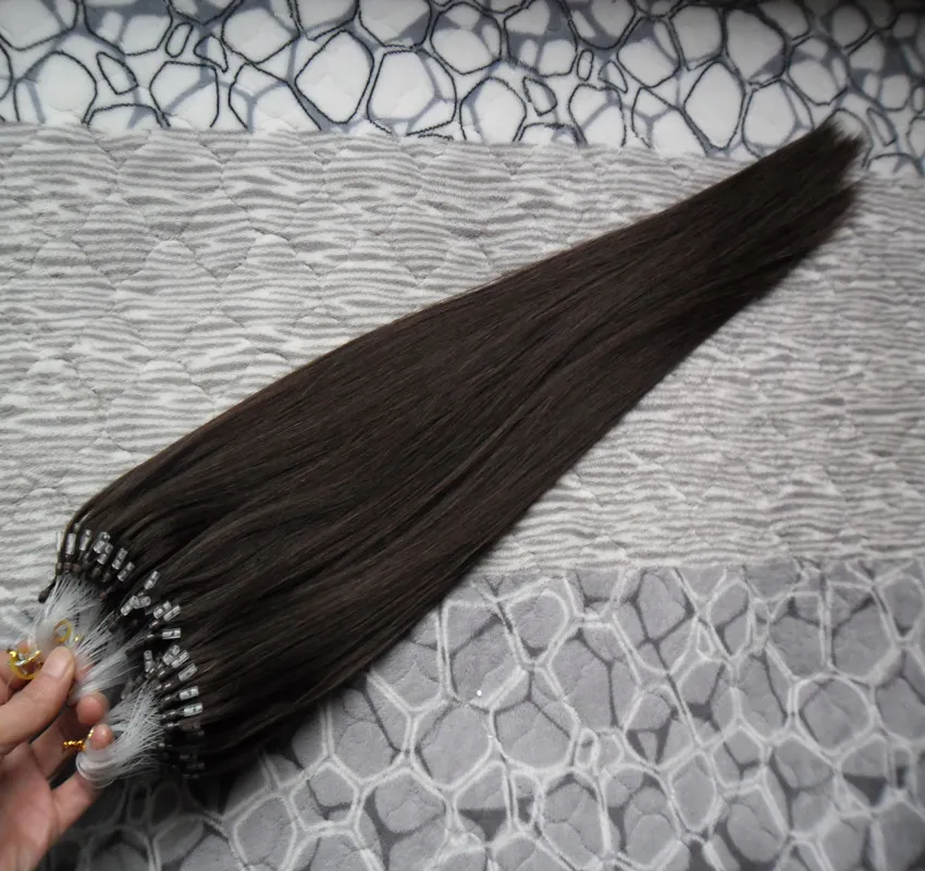 Micro hair extensions brazilian Straight hair Micro bead extensions 100g Darkest Brown Micro link human hair extensions 100s