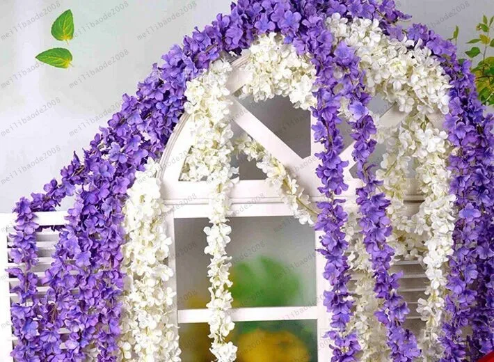Artificial Hydrangea Wisteria Flor DIY Simulação Casamento Arco Do Porta Da Parede Home Pendurando Festão Para O Casamento Jardim Decoração LLFA