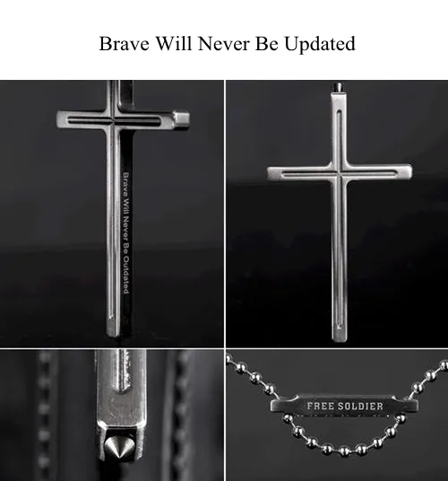 Titanium TC4 Tactical Cross Pendant Necklace with Tungsten End for Emmergency Hammer Personal Defense3443852