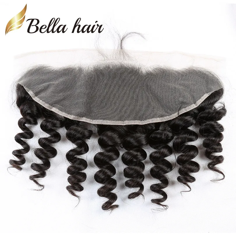 Onda solta renda frontal cabelo humano 13x4 renda frontal apenas feito à mão solta renda ondulada nós descorados pré-arrancados com cabelo de bebê natural preto Bella Hair Slay VENDA