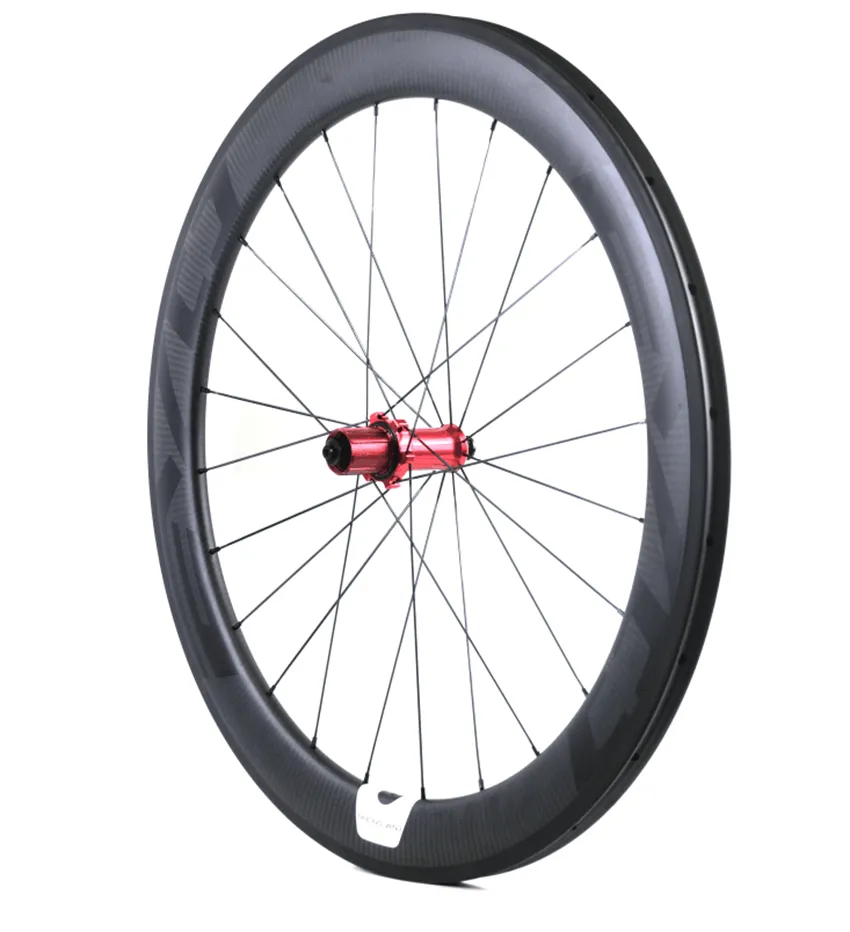 Roues de vélo de route en carbone EVO paire de roues tubulaires à pneu entièrement en carbone de 60 mm de profondeur et de 25 mm de largeur avec moyeux Straight Pull personnalisable LOGO324B