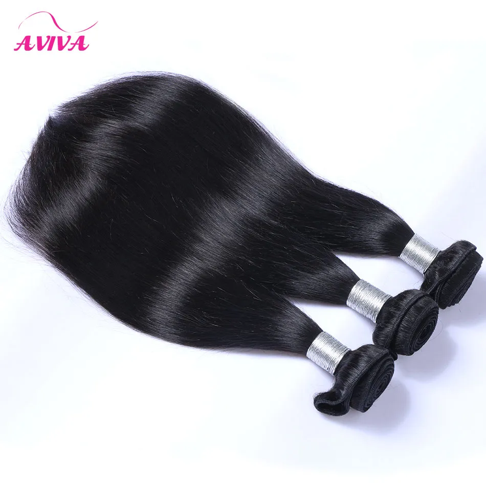 Indian Straight Virgin Human Hair Weave Bundles Unprocessed Indian Remy Human Hair Extensions Natural Black Double Wefts can dye