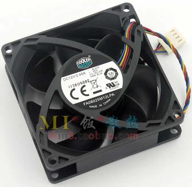 Cooler Master FA08025M12LPA 12V 0.45A 80 * 80 * 25mm 8cm 4 lijn PWM Hydraulische Silent CPU-ventilator