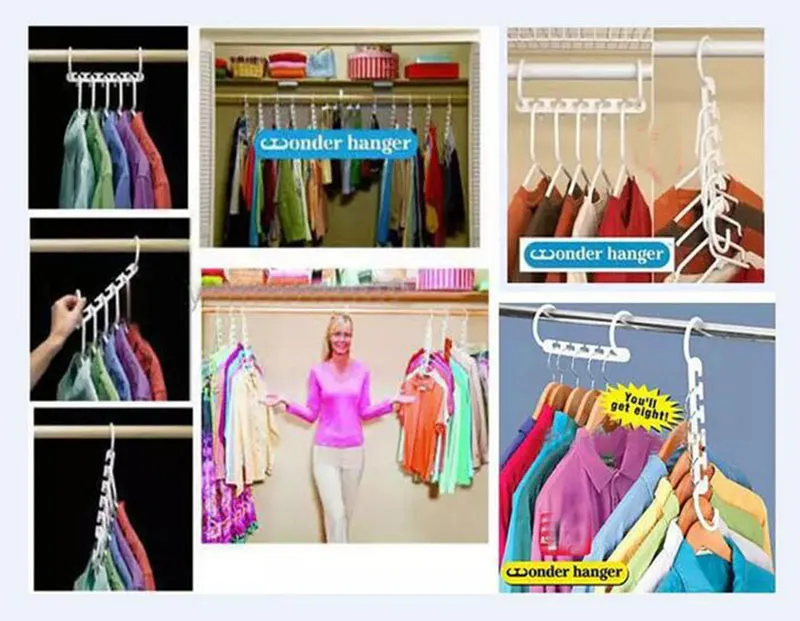 Gratis frakt 30Packs / Lot (240PCS / Lot) Space Saver Wonder Magic Hanger Closet Organizer Wonder Häng # 70937