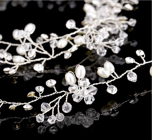 Charm Extra Long Pearls Wedding Bridal Headband - Bridal Hair Piece, Wedding Pearl Hair Vine Bridal Hair Accessories