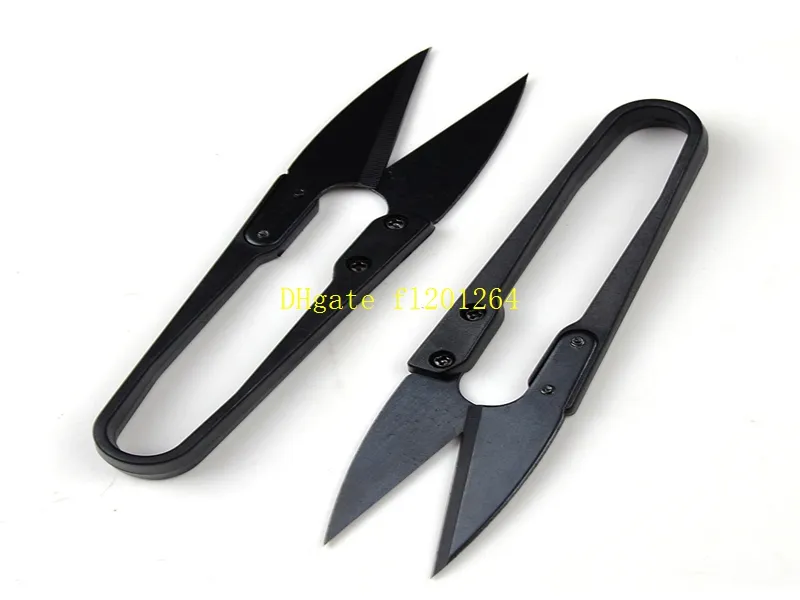 100 stks / partij Snelle verzending Hoge kwaliteit Carbon Steel Yarn Black Handle Thread Cross Stitch u Scissors Tailor Naaien Cutter